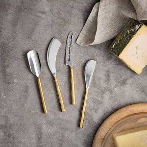 Nkuku Darsa Cheese Knife Set 4 Brushed Gold